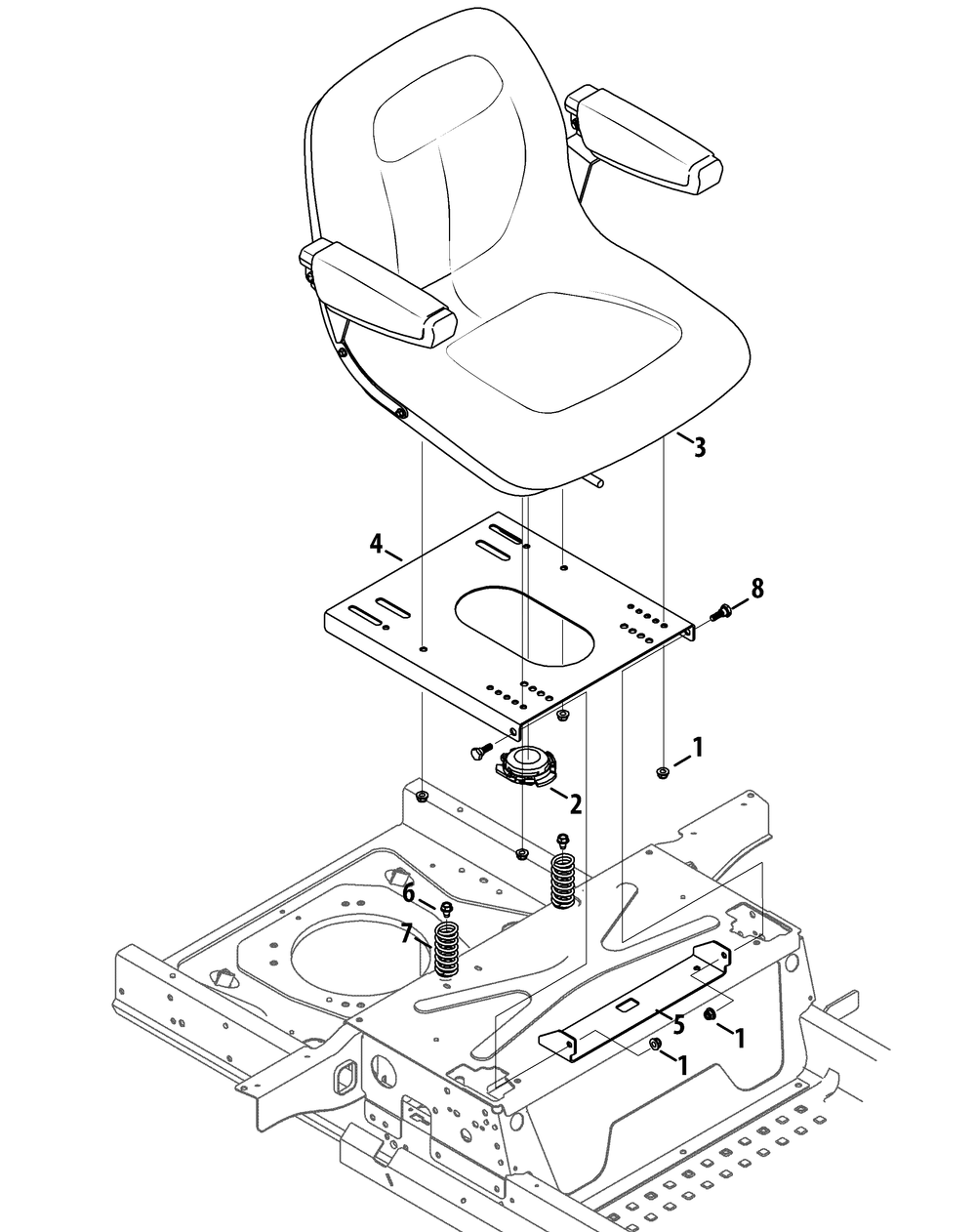 Seat Adjustment Diagram and Parts List for Z-FORCELZ54 (17AIDAGC-17AIDAGC010)(2014) Cub Cadet Lawn Tractor